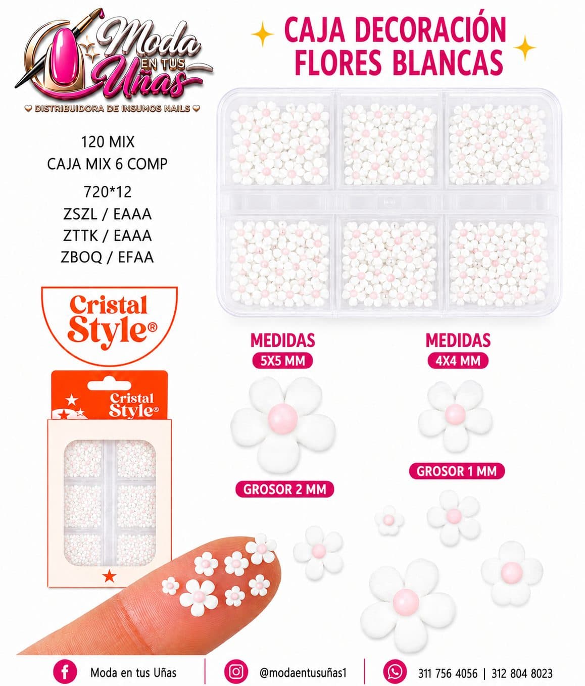 CAJA DECORACIÓN FLORES BLANCAS