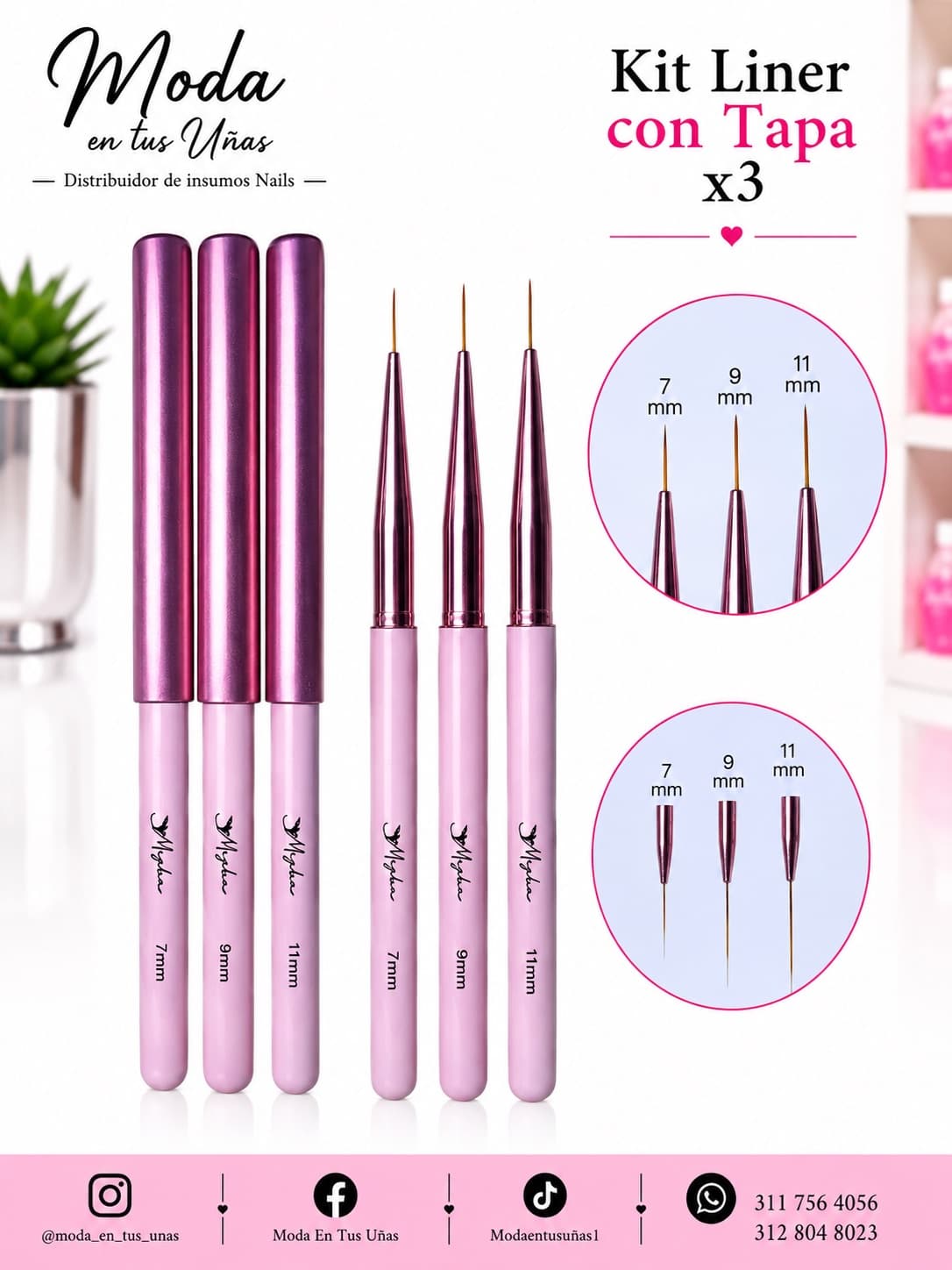 KIT PINCEL LINER X3 - 7mm-9mm-11mm