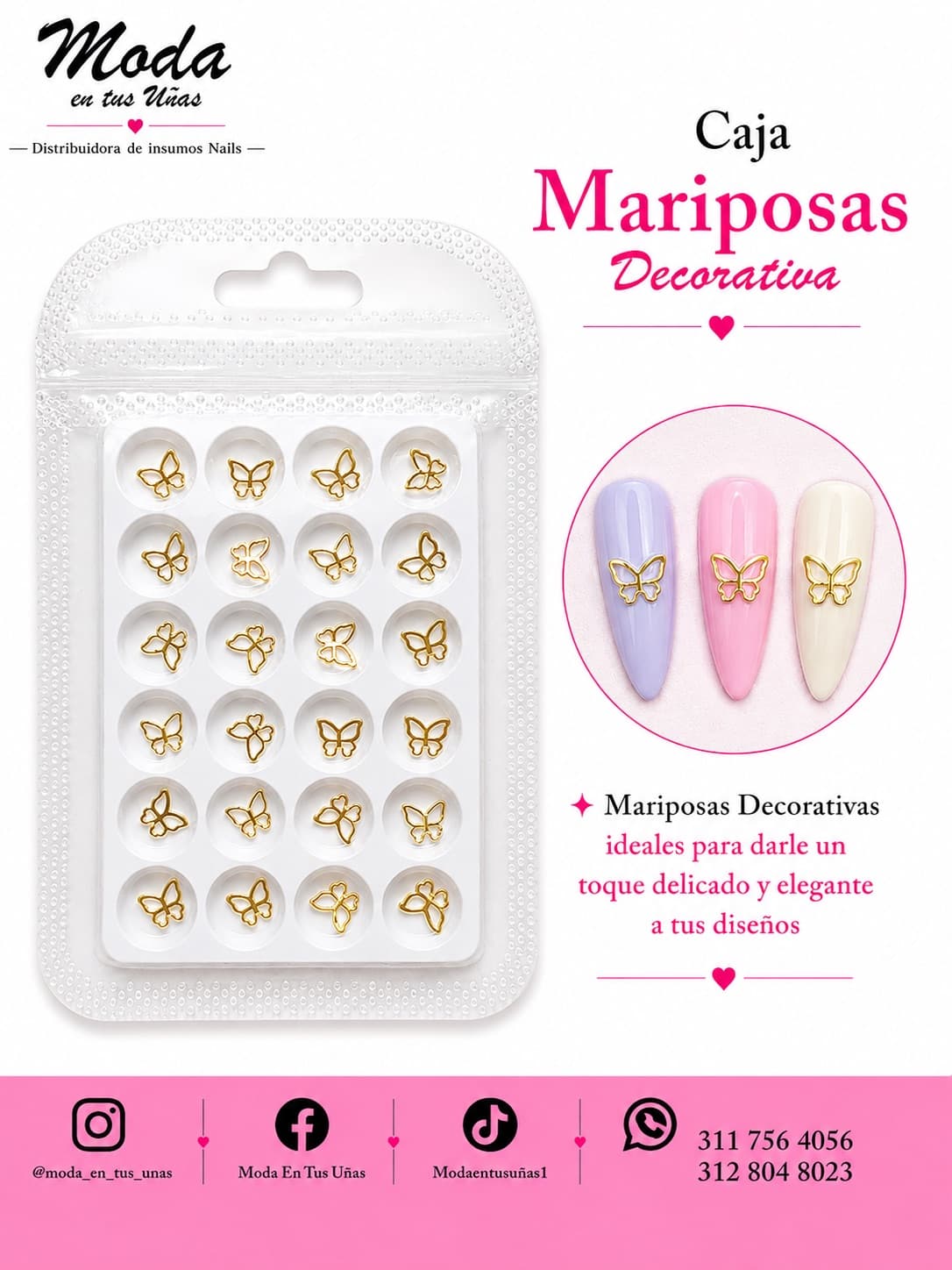 CAJA MARIPOSAS DORADO 3D