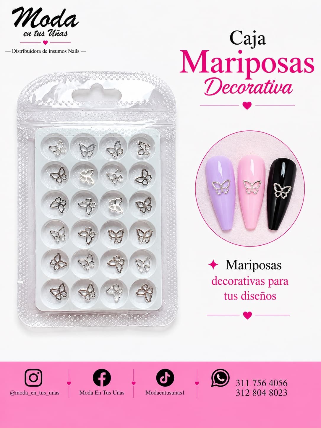 CAJA MARIPOSAS 3D PLATEDAS