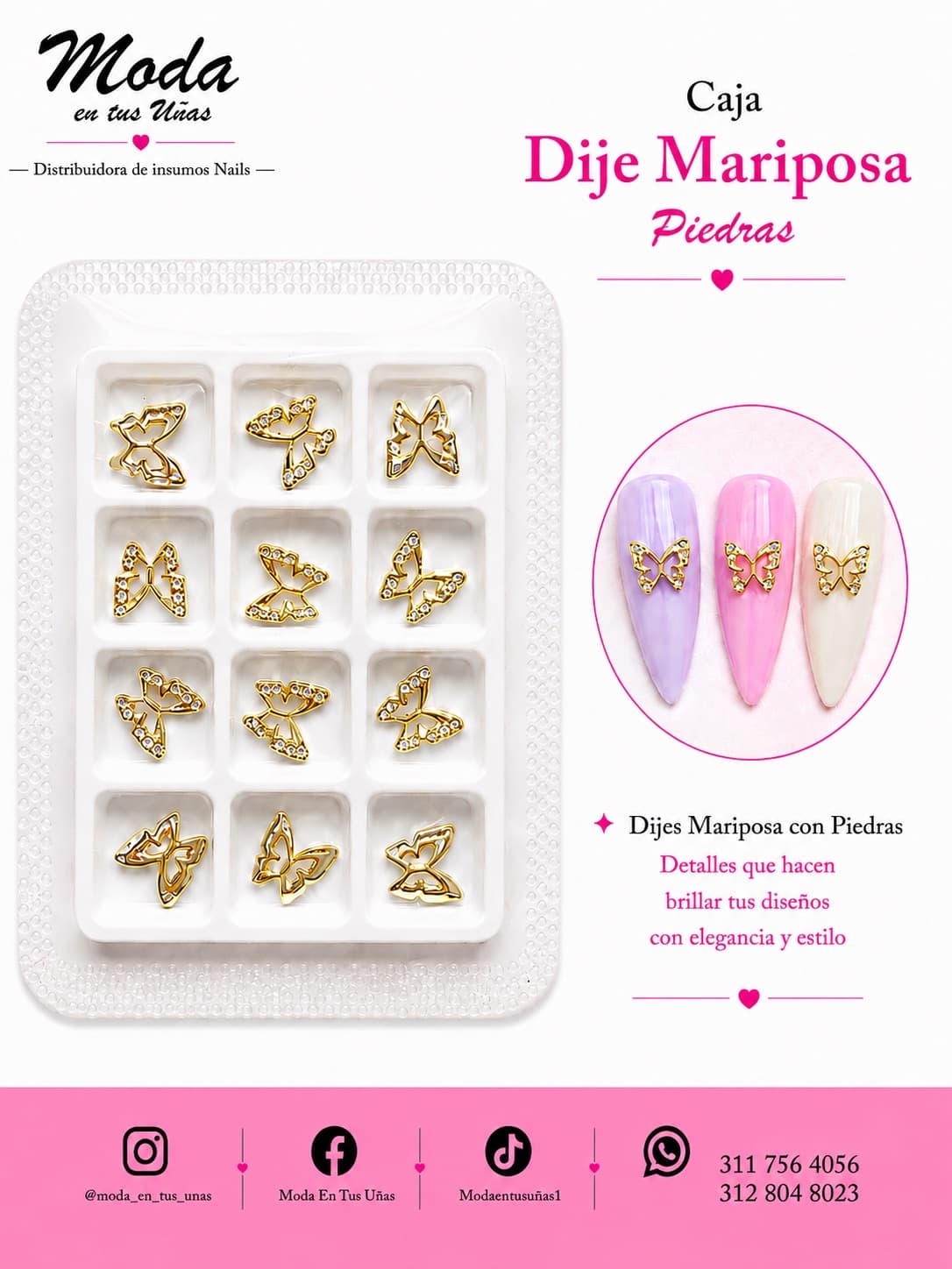 CAJA DIJES MARIPOSAS CON PIEDRAS