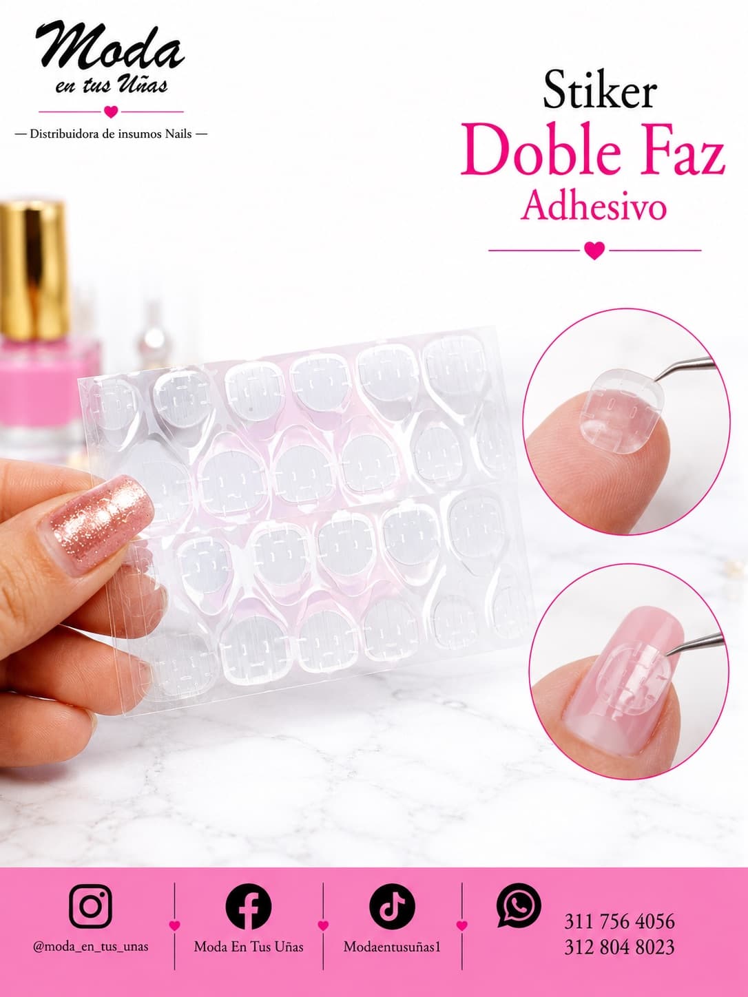 ADHESIVO DOBLE FAZ PARA PEGANTE DE UÑAS