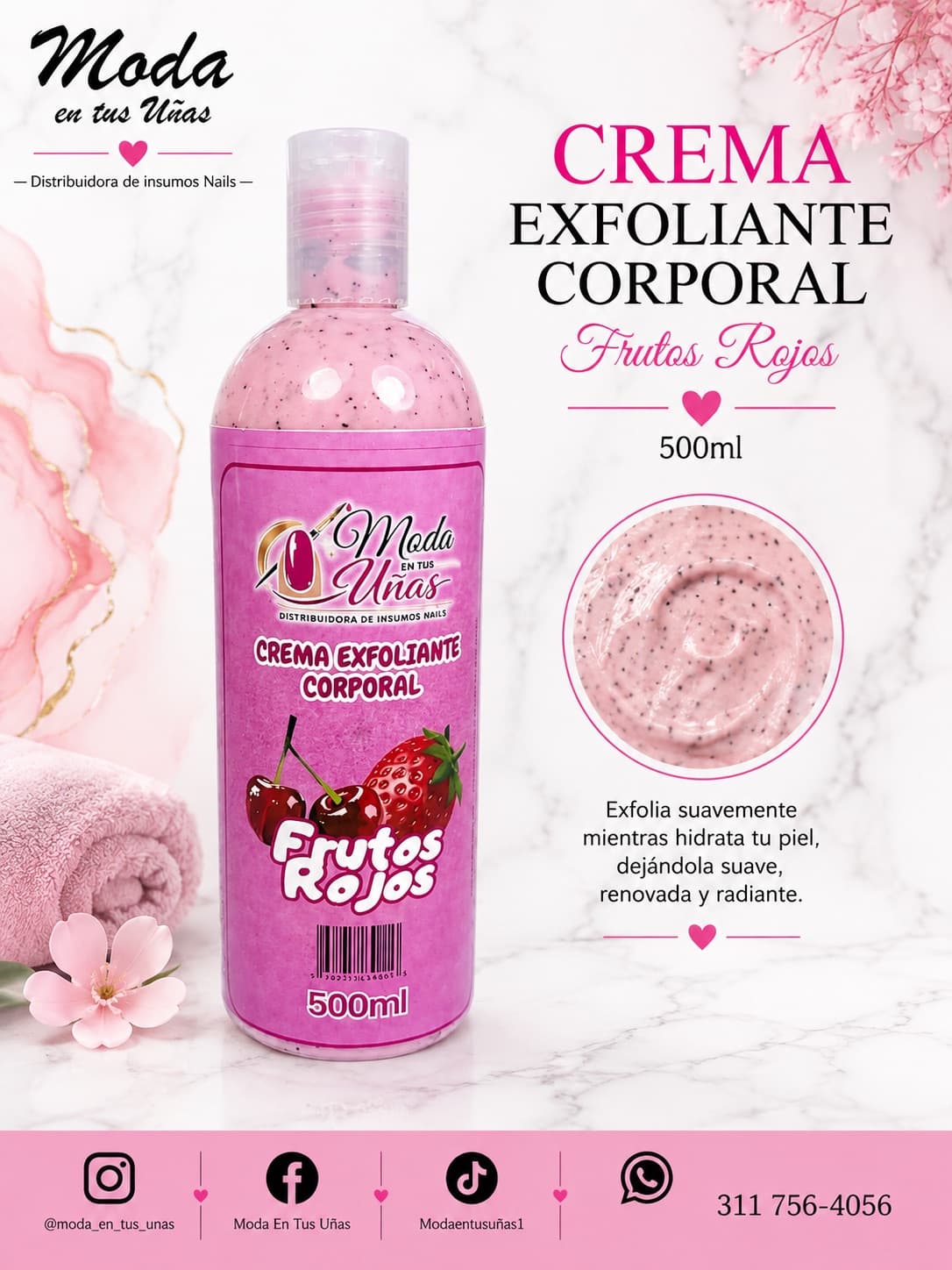 CREMA EXFOLIANTE, 500 M L. FRUTOS ROJOS