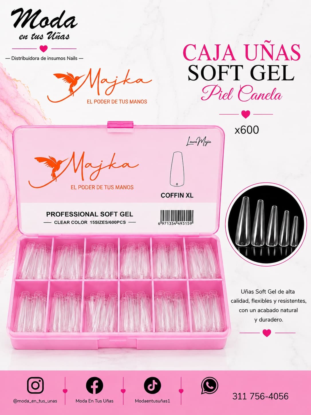 SOFT GEL, CLEAR, EXTRA LARGAS POR 600u