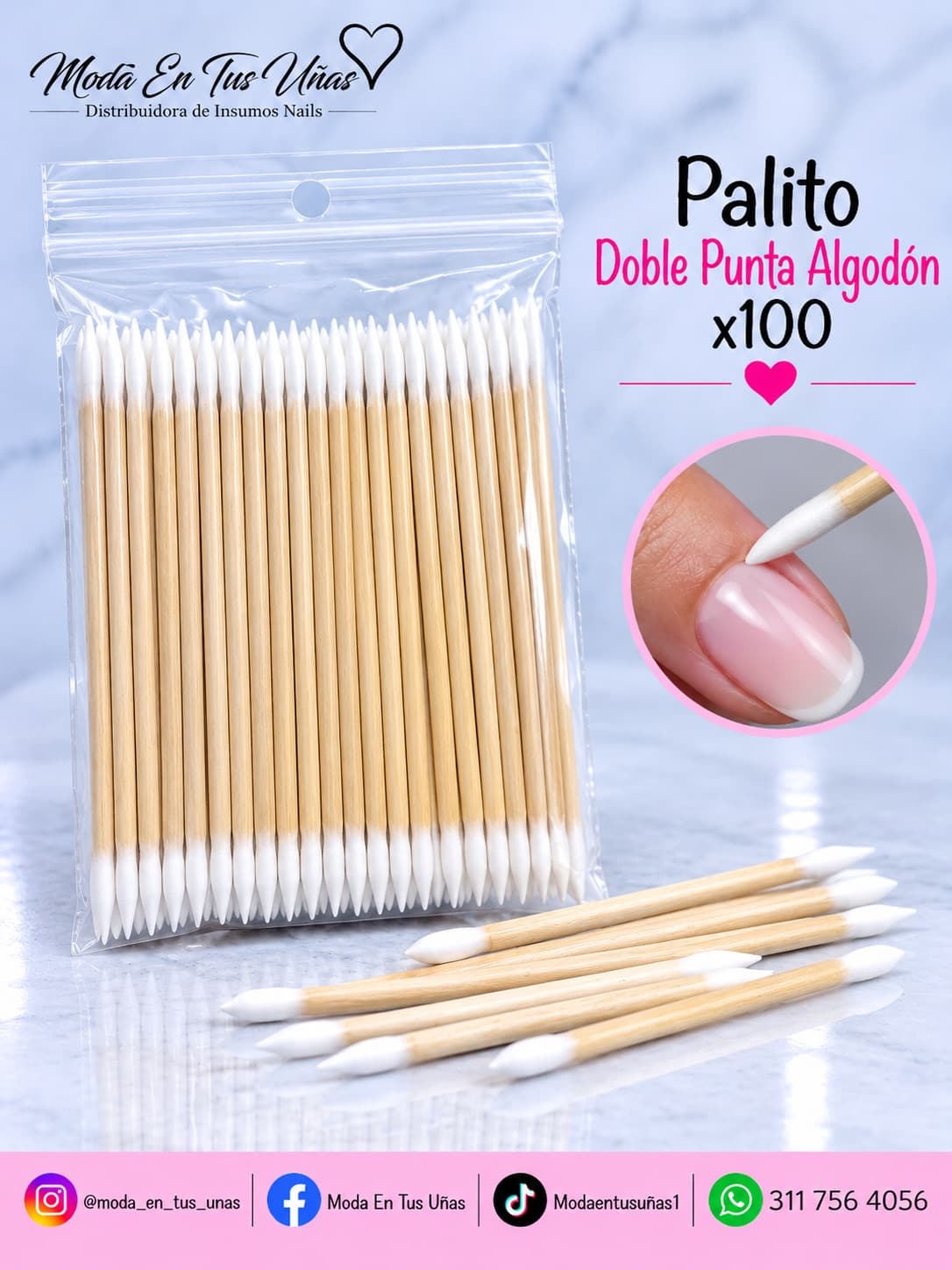 PALITOS ALGODÓN DOBLE X100