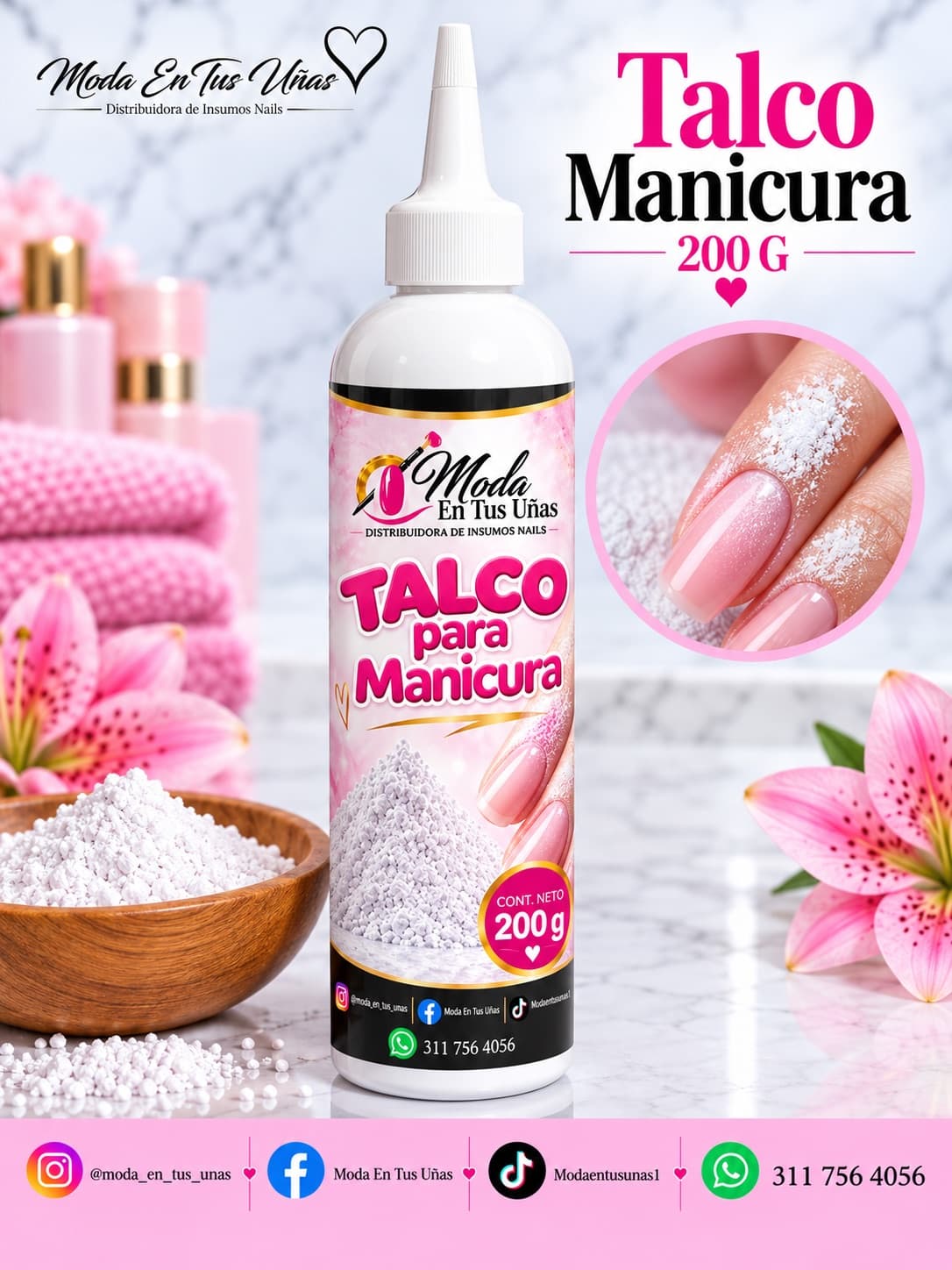 TALCO PARA MANICURA, 200 G