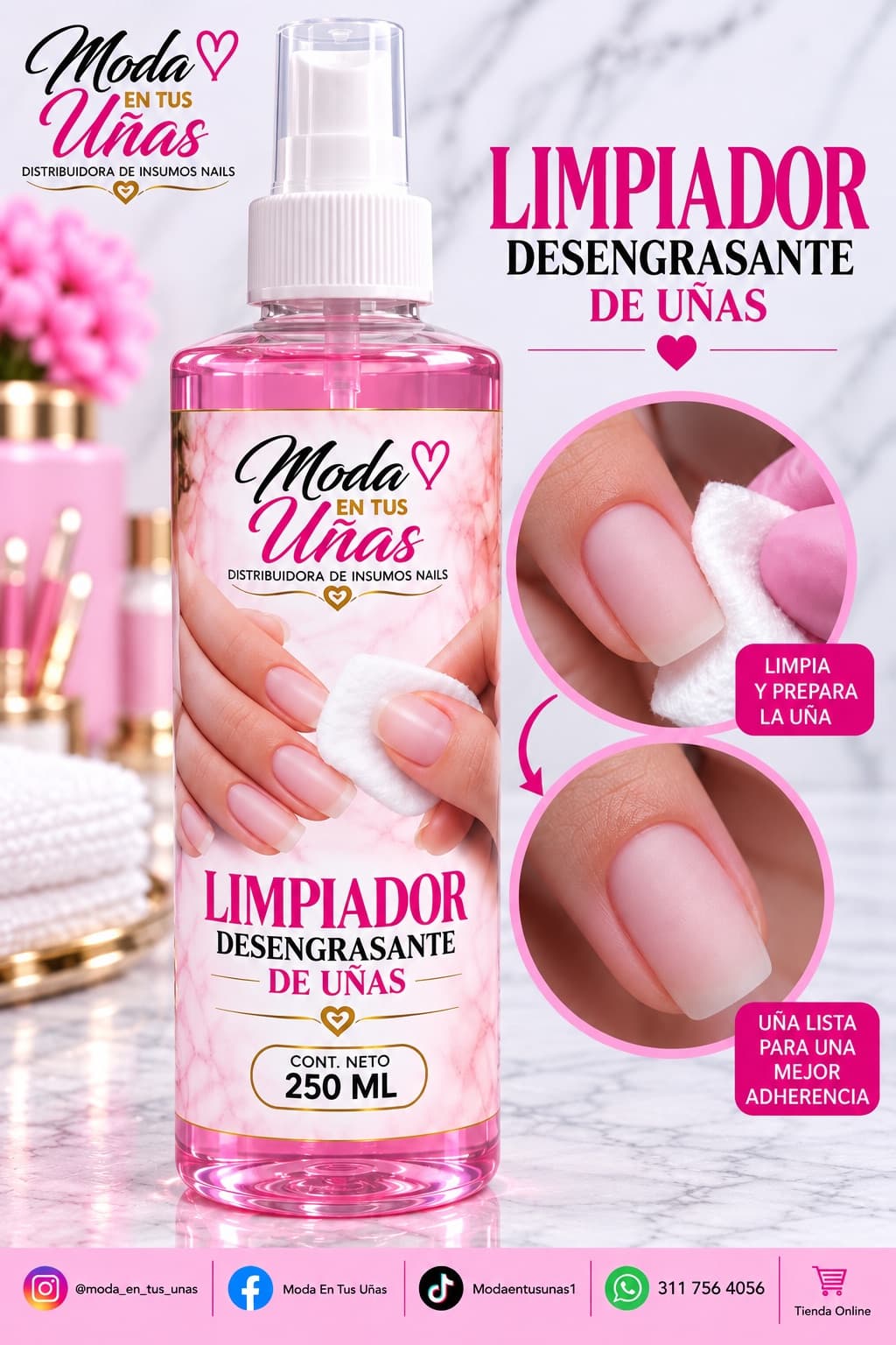 LIMPIADOR DESENGRASANTE PARA UÑAS 250ML