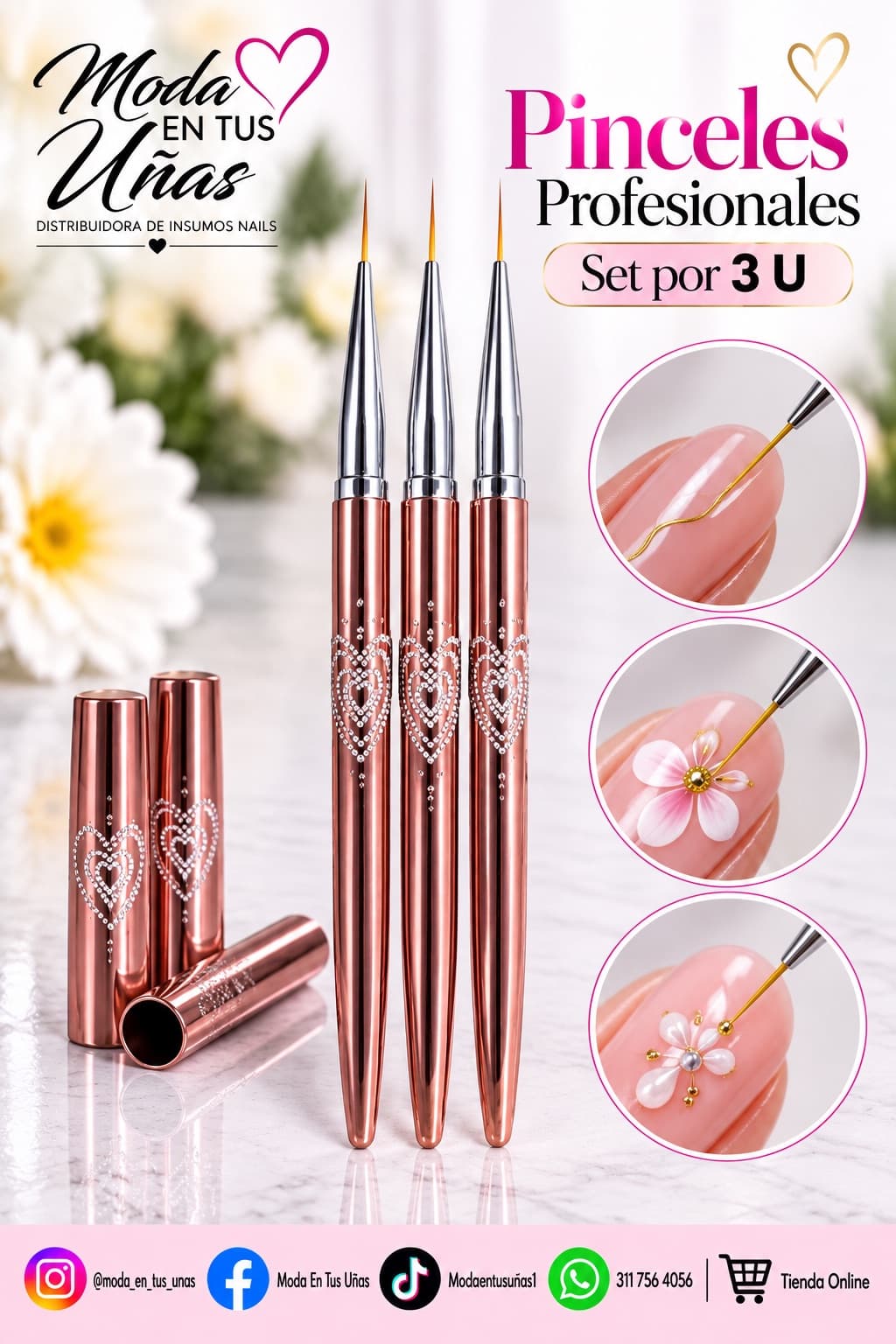 PINCEL LINER X3 tapa rosa