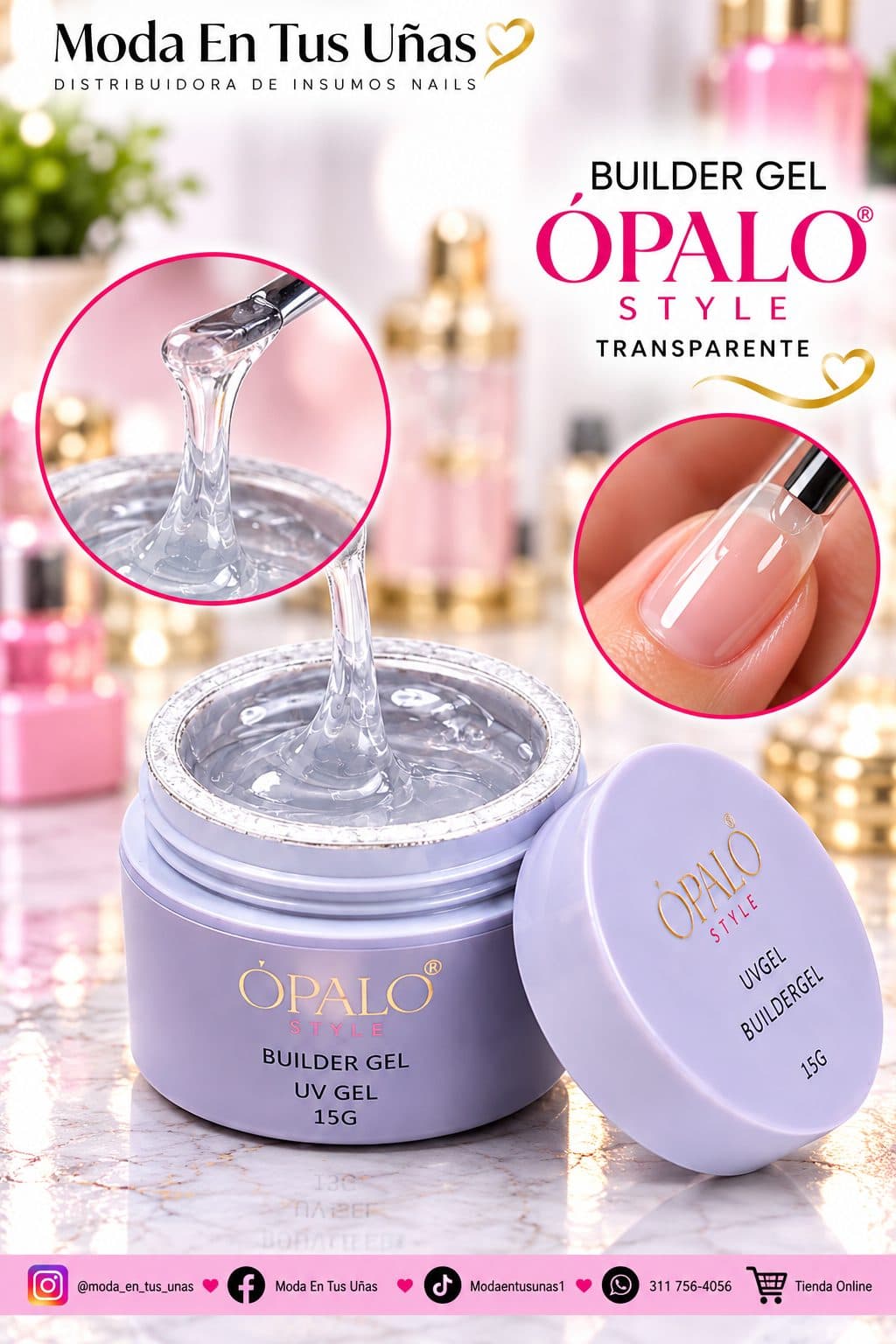 BUILDER GEL, OPALO TRANSPARENTE