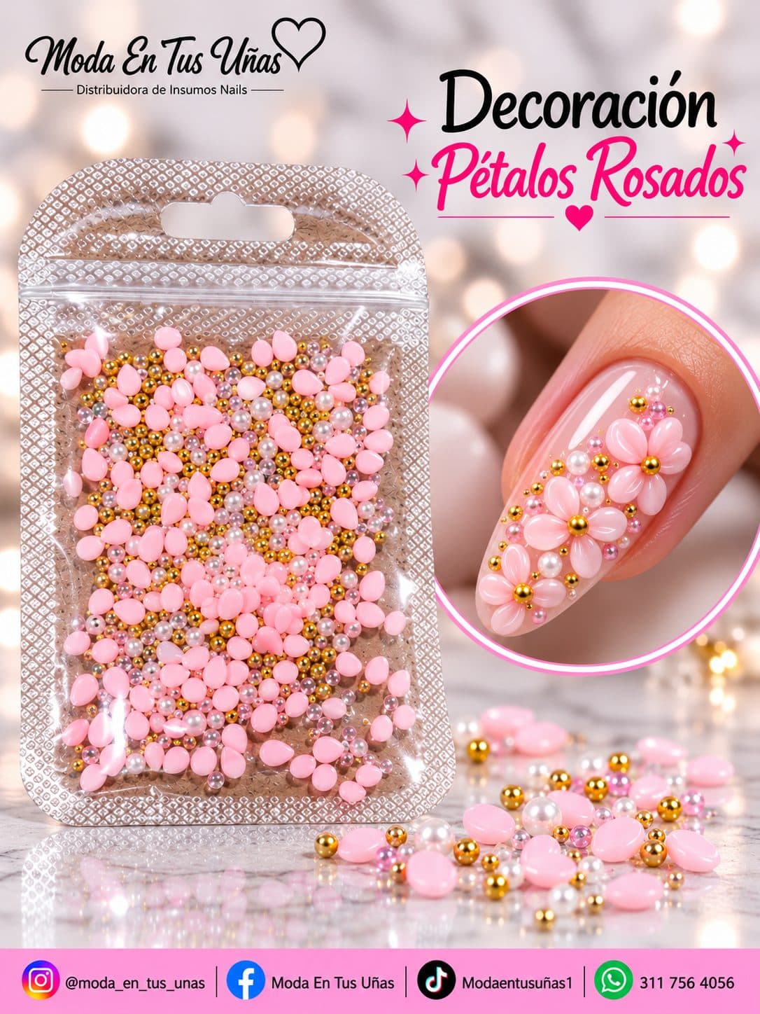 SOBRE PETALOS ROSA PASTEL