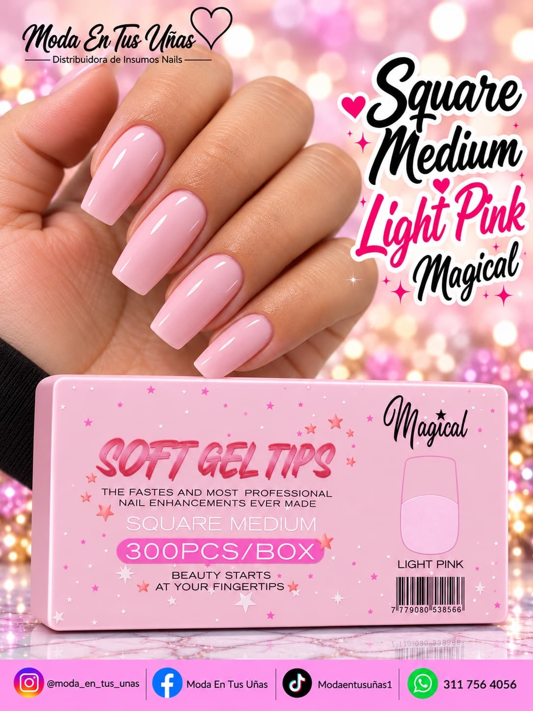 SOFT GEL SQUARE MEDIUM - LIGH PINK