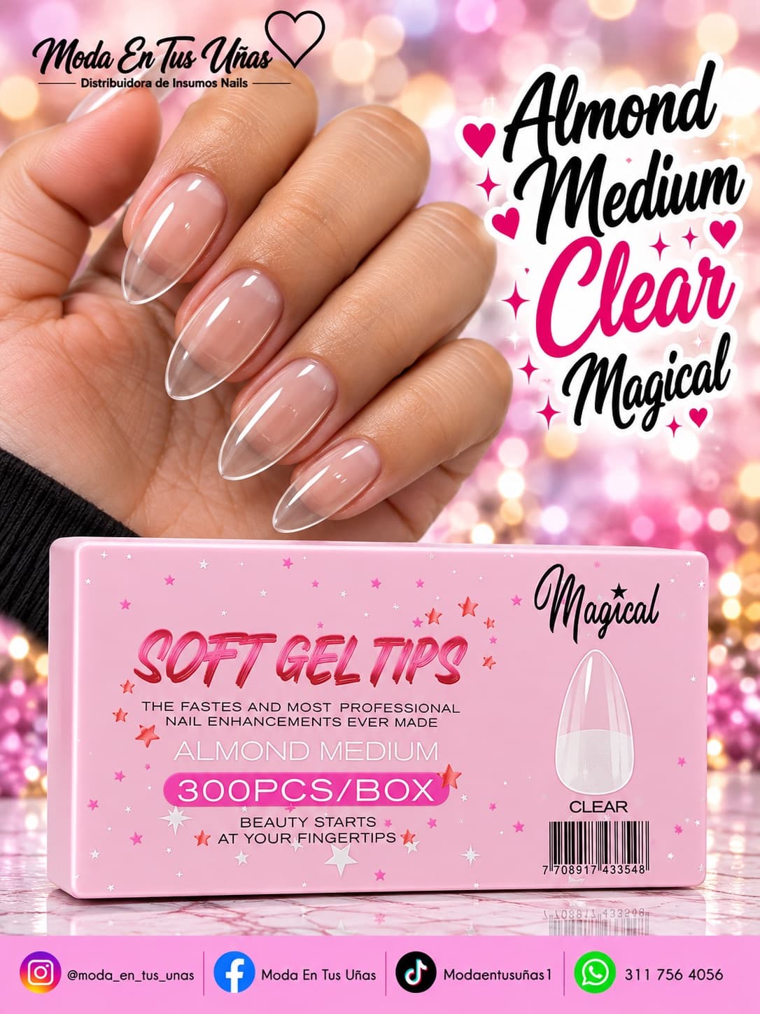 SOFT GEL ALMOND CLEAR MEDIUM